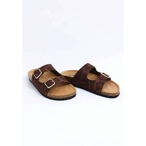 NEW RAG COMPANY women's london rag gloriosa double strap sandals in leopard smoo